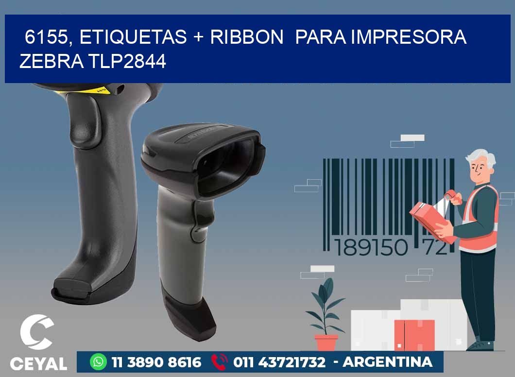 6155, etiquetas + ribbon  para impresora zebra TLP2844