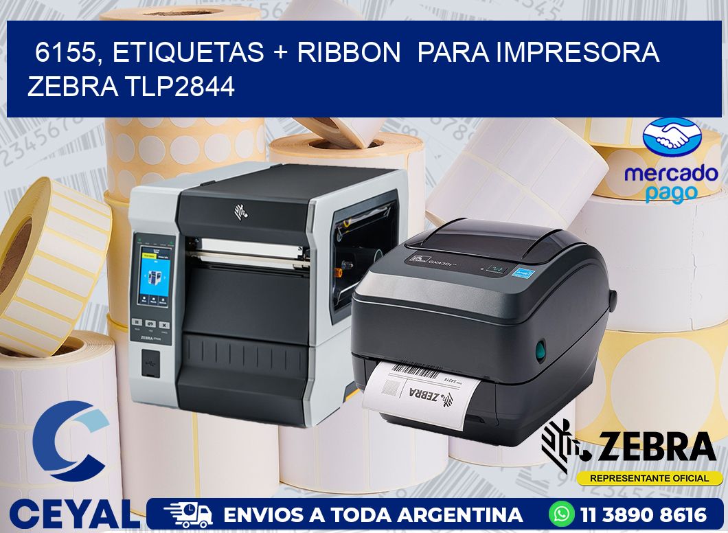 6155, etiquetas + ribbon  para impresora zebra TLP2844