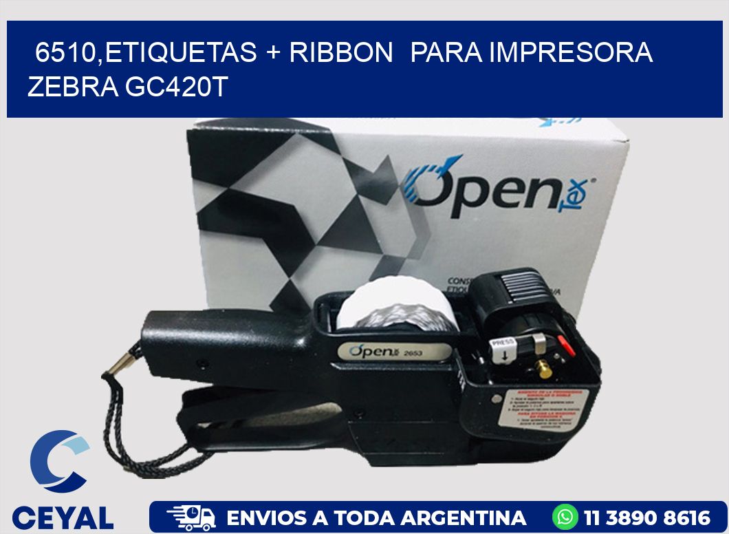 6510,etiquetas + ribbon  para impresora zebra GC420T