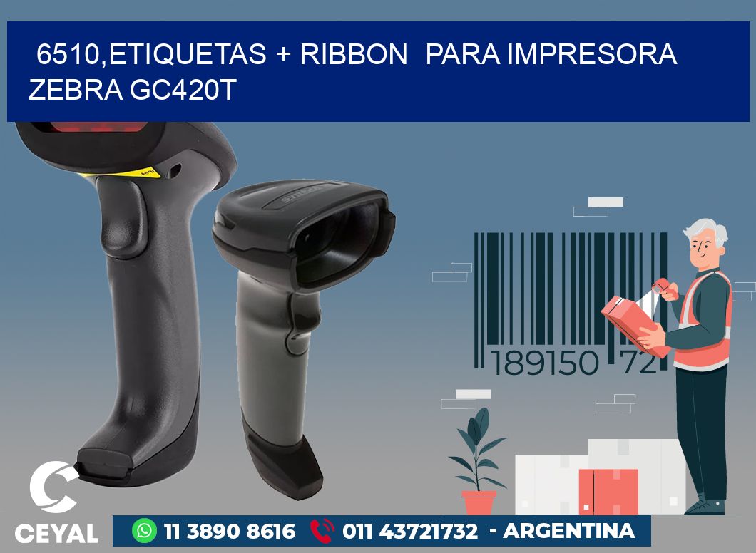 6510,etiquetas + ribbon  para impresora zebra GC420T