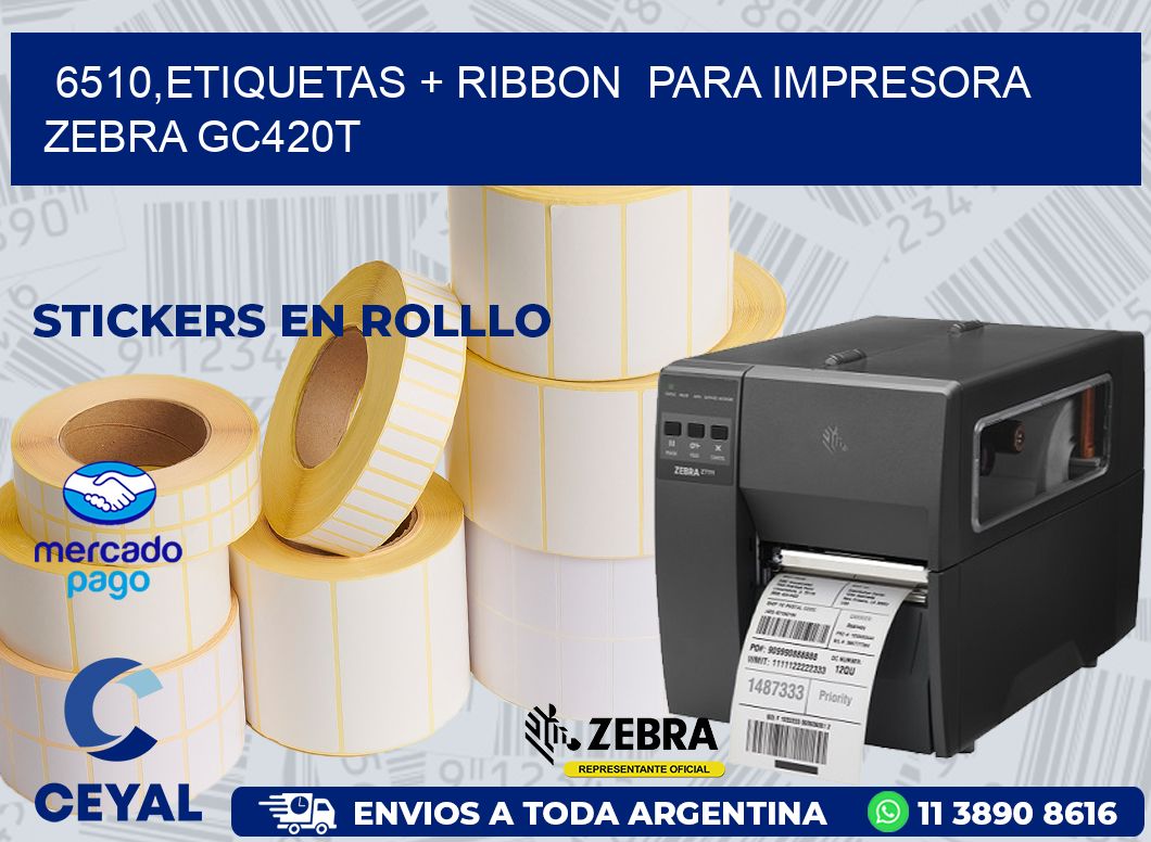 6510,etiquetas + ribbon  para impresora zebra GC420T