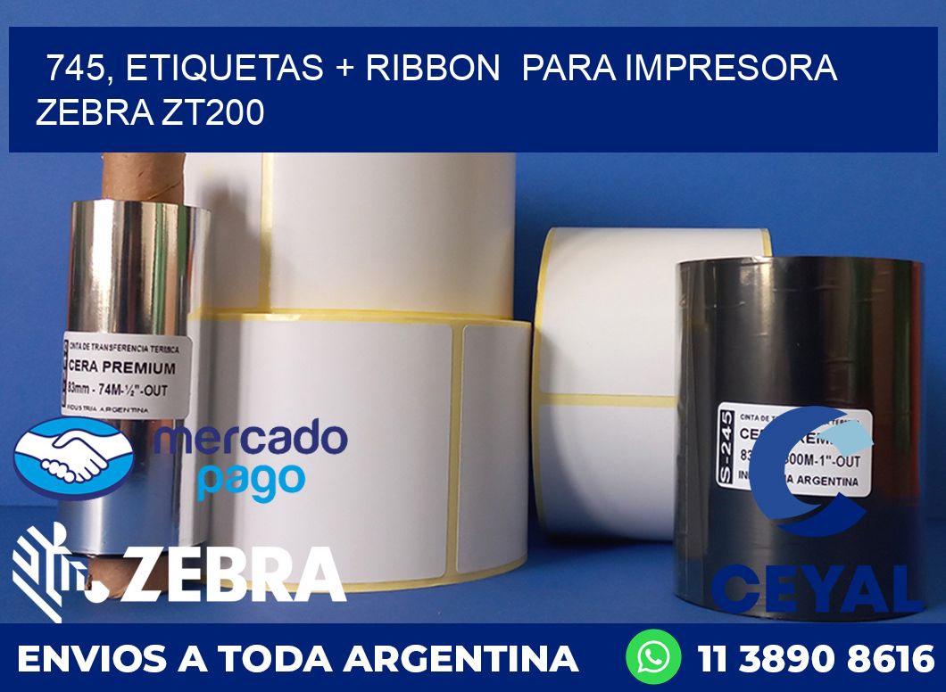 745, etiquetas + ribbon  para impresora zebra ZT200