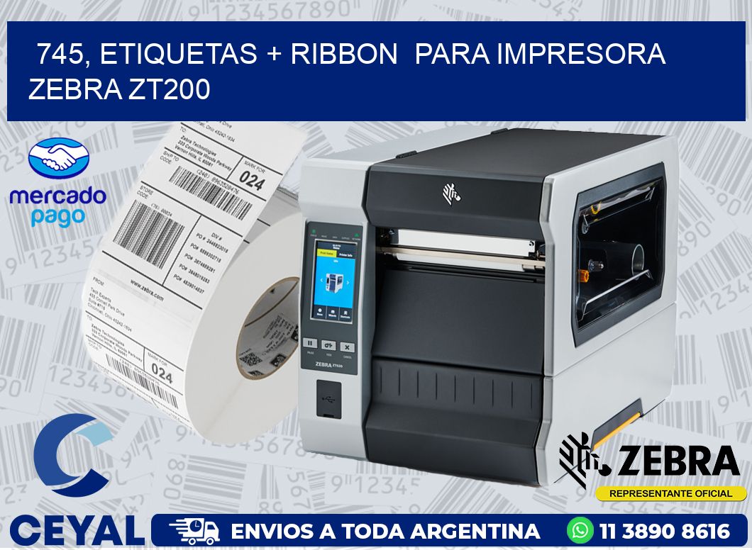 745, etiquetas + ribbon  para impresora zebra ZT200