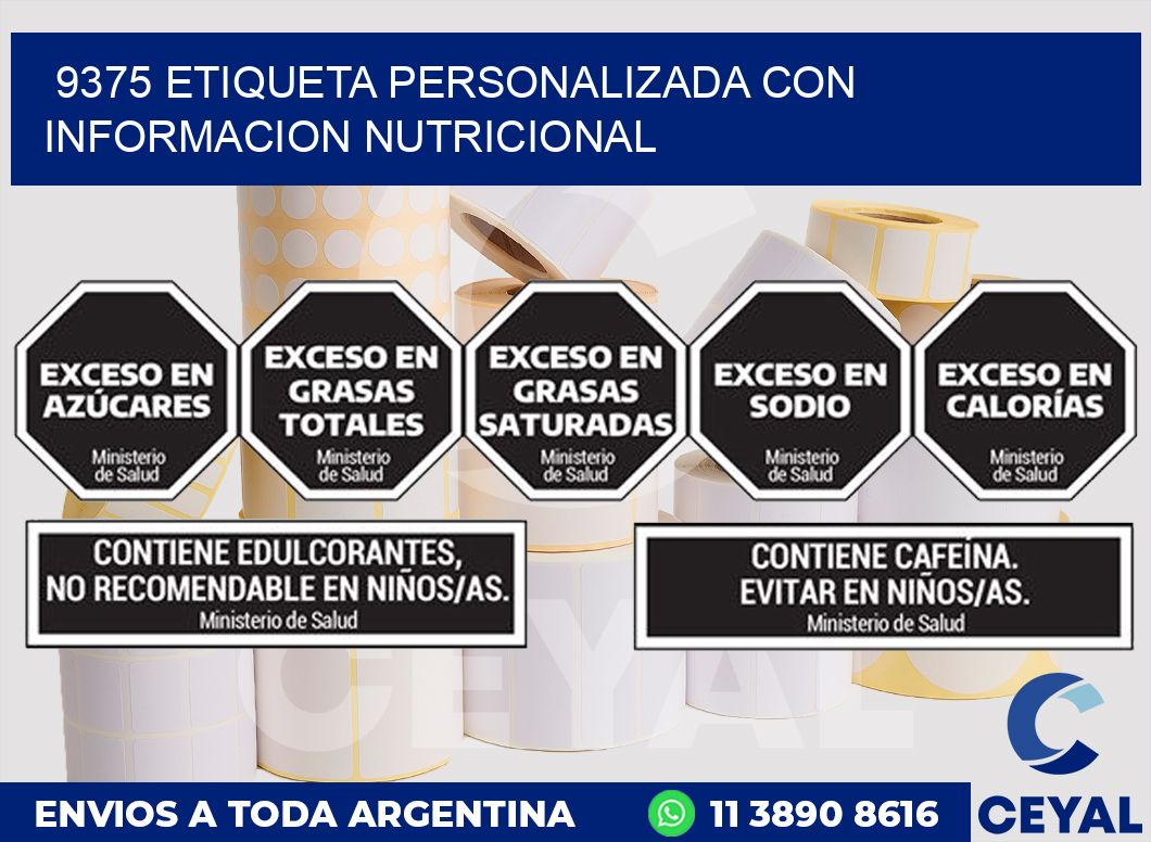 9375 ETIQUETA PERSONALIZADA CON INFORMACION NUTRICIONAL