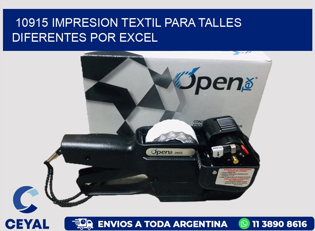 10915 IMPRESION TEXTIL PARA TALLES DIFERENTES POR EXCEL