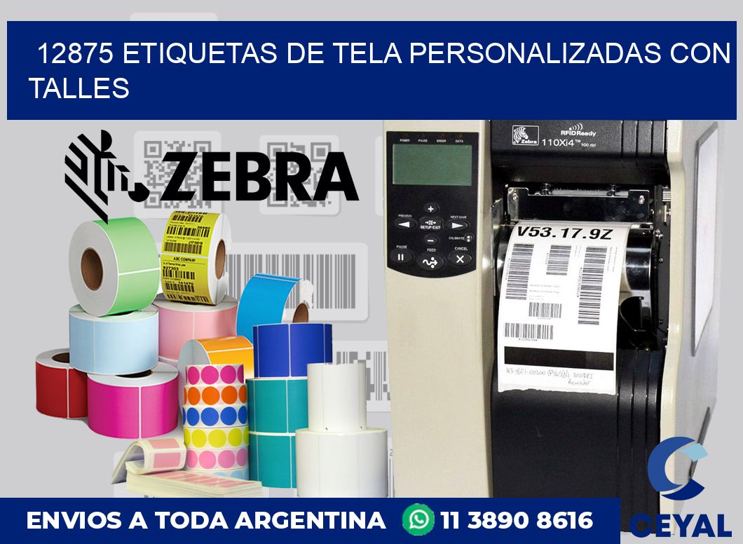 12875 ETIQUETAS DE TELA PERSONALIZADAS CON TALLES