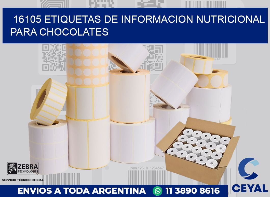 16105 ETIQUETAS DE INFORMACION NUTRICIONAL PARA CHOCOLATES