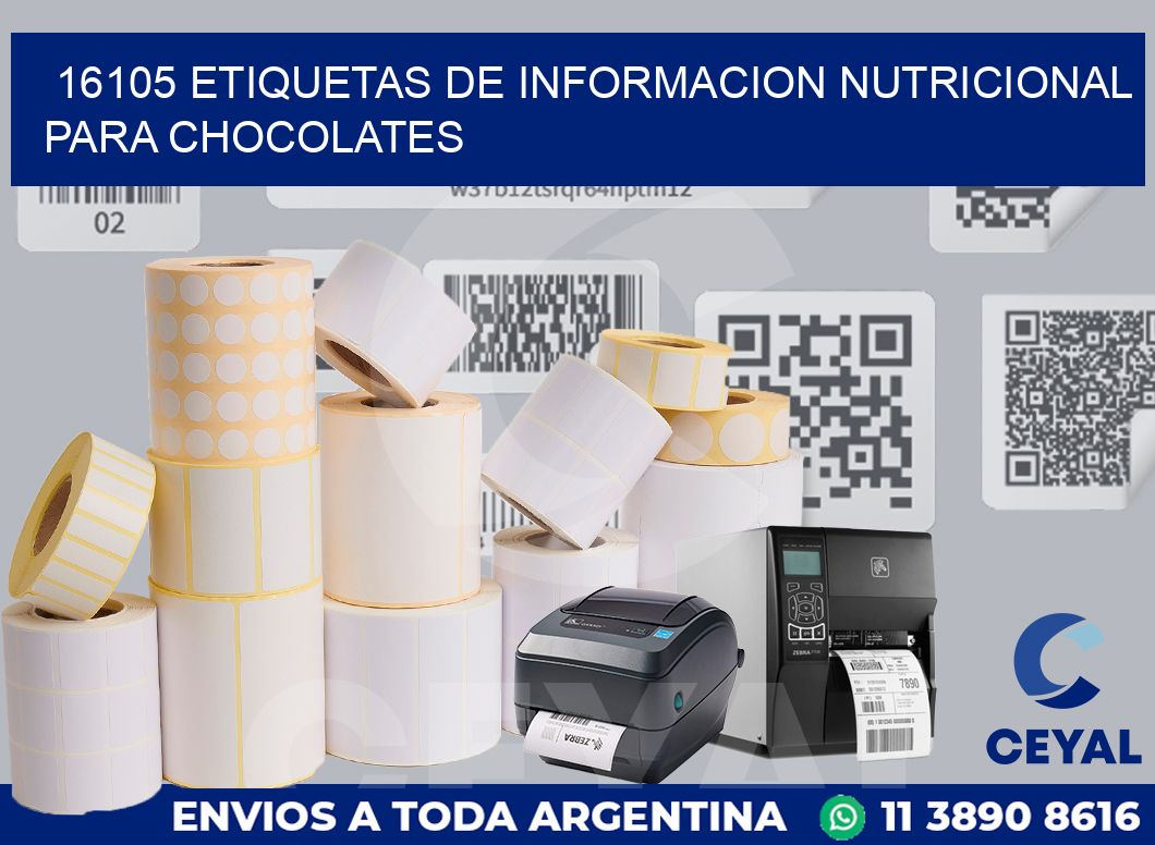 16105 ETIQUETAS DE INFORMACION NUTRICIONAL PARA CHOCOLATES