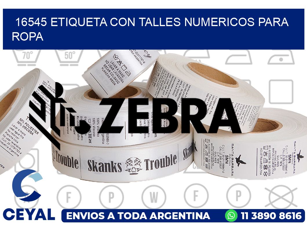 16545 ETIQUETA CON TALLES NUMERICOS PARA ROPA