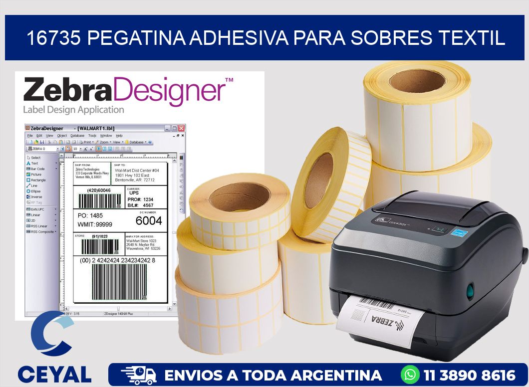 16735 PEGATINA ADHESIVA PARA SOBRES TEXTIL