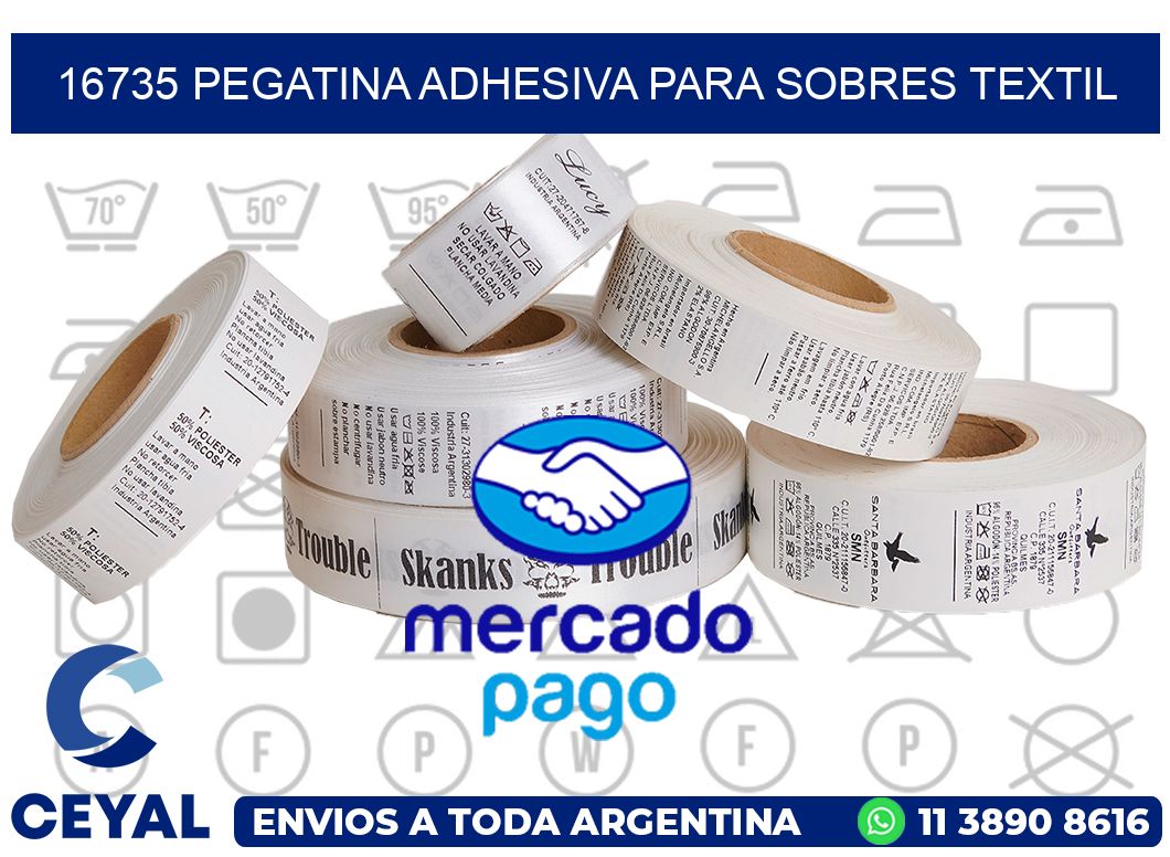 16735 PEGATINA ADHESIVA PARA SOBRES TEXTIL