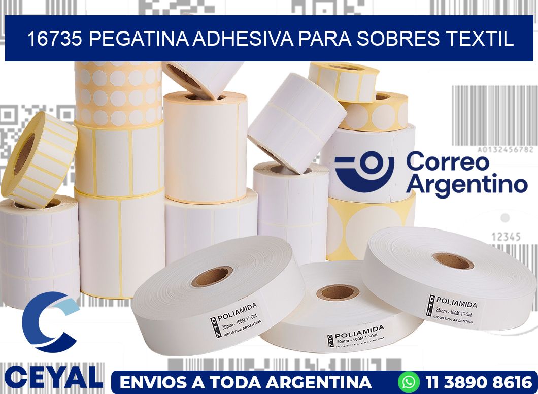 16735 PEGATINA ADHESIVA PARA SOBRES TEXTIL