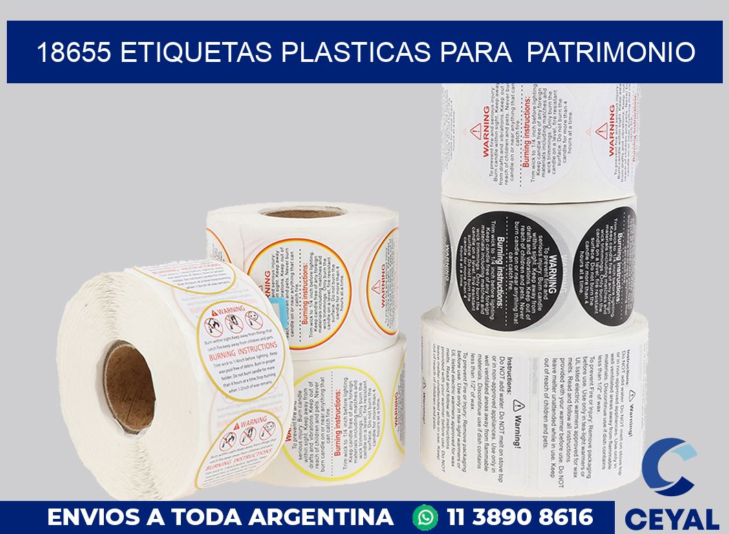 18655 ETIQUETAS PLASTICAS PARA  PATRIMONIO