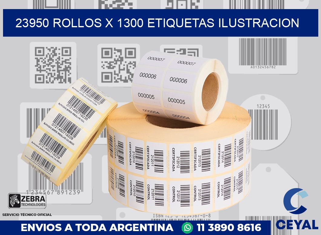 23950 Rollos x 1300 etiquetas ilustracion