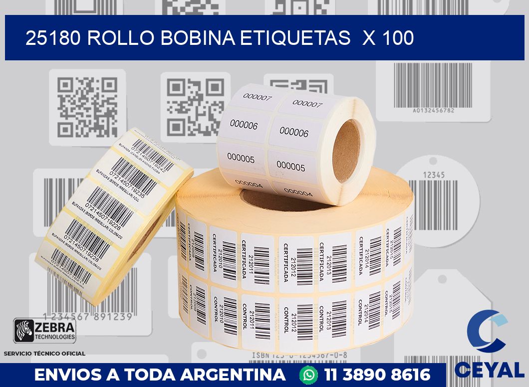 25180 Rollo bobina etiquetas  x 100