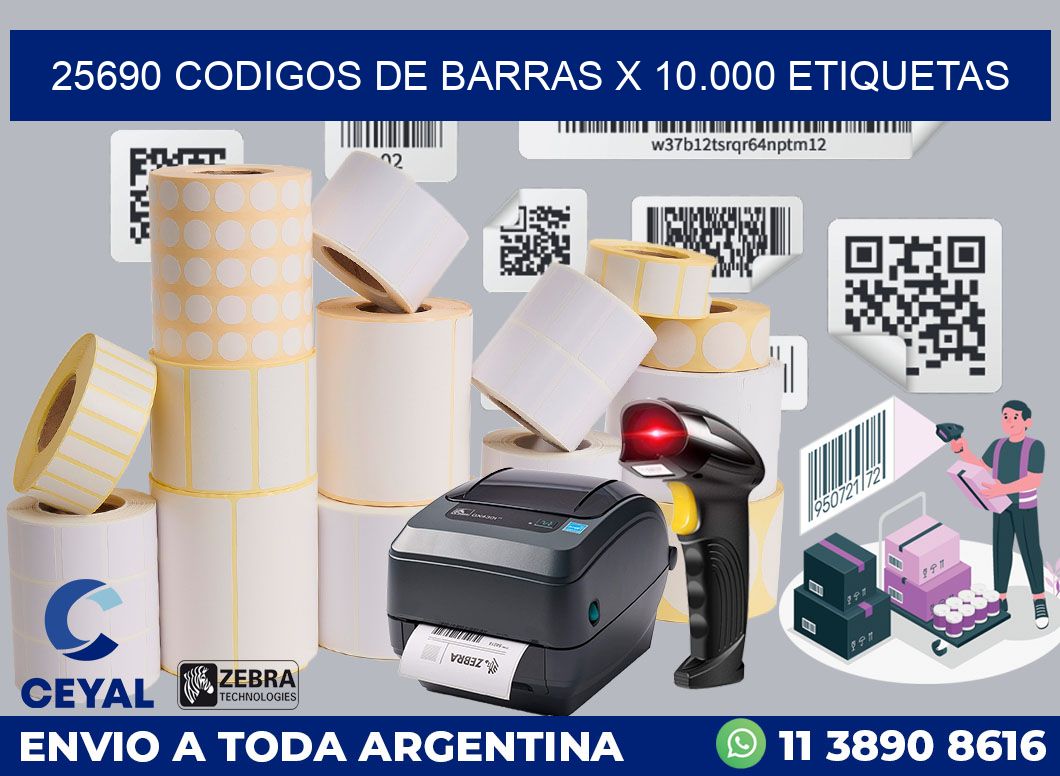 25690 codigos de barras x 10.000 etiquetas