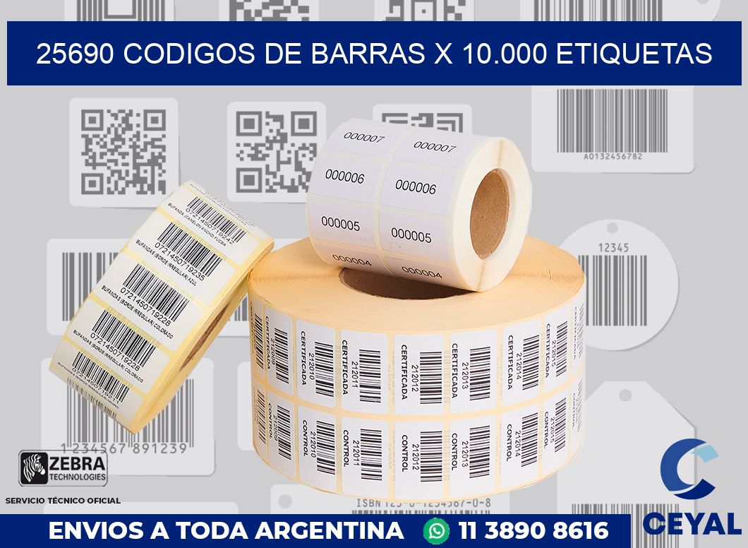 25690 codigos de barras x 10.000 etiquetas