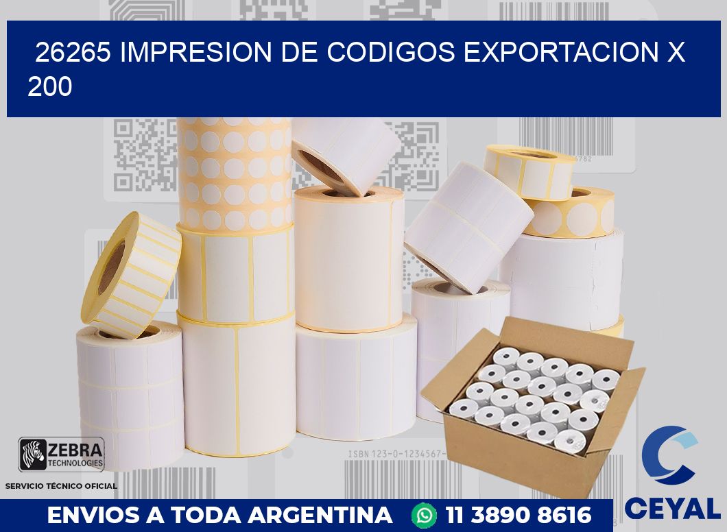 26265 impresion de codigos exportacion x 200