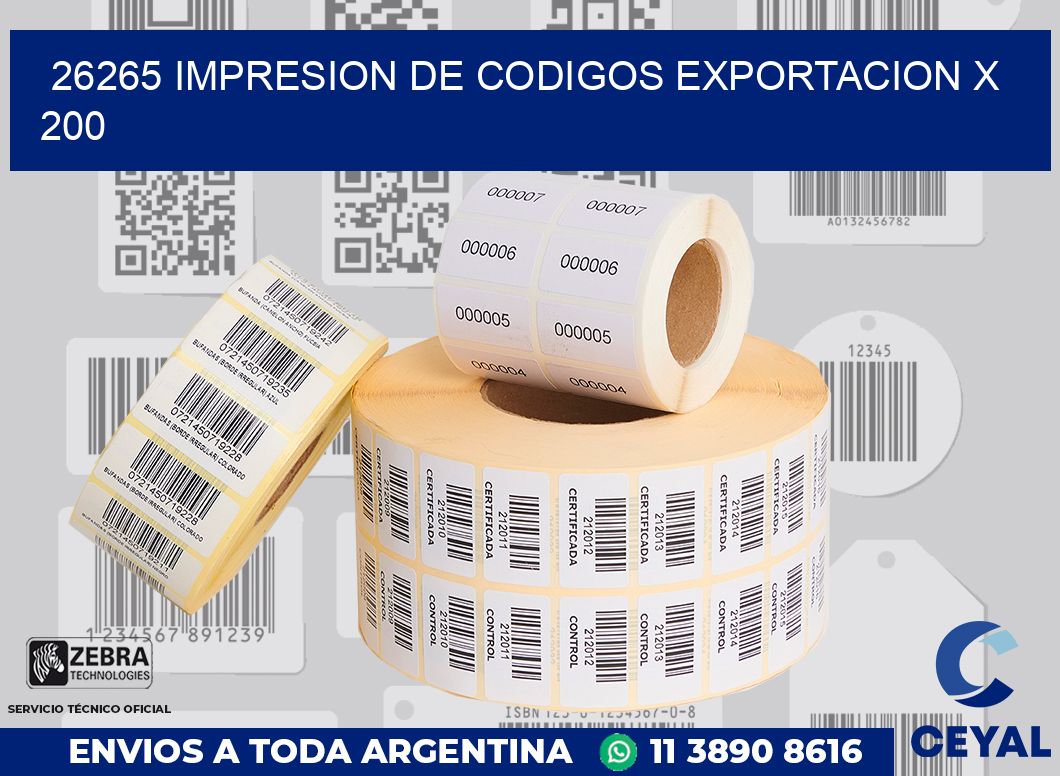 26265 impresion de codigos exportacion x 200