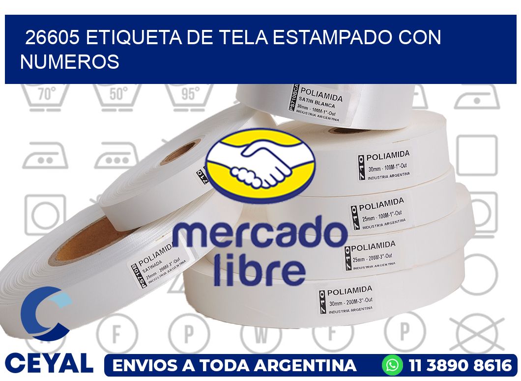 26605 ETIQUETA DE TELA ESTAMPADO CON NUMEROS
