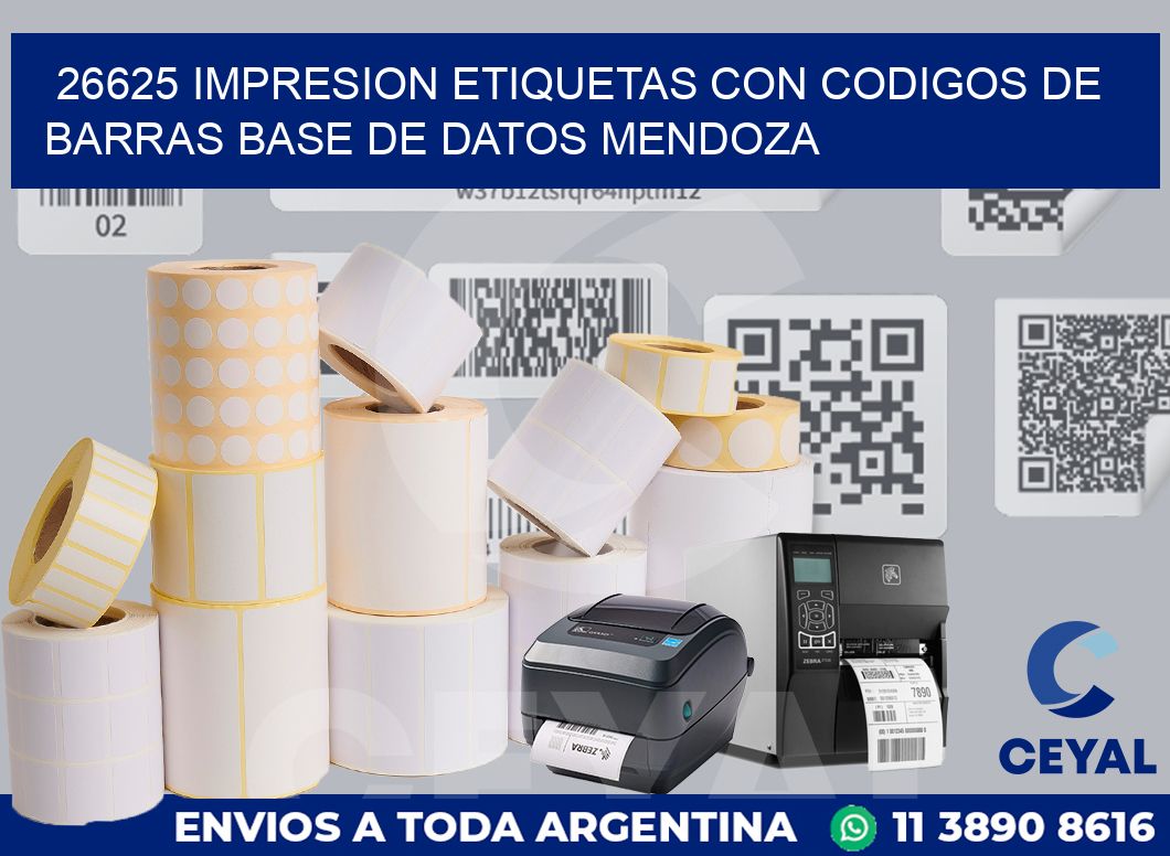 26625 IMPRESION ETIQUETAS CON CODIGOS DE BARRAS BASE DE DATOS MENDOZA