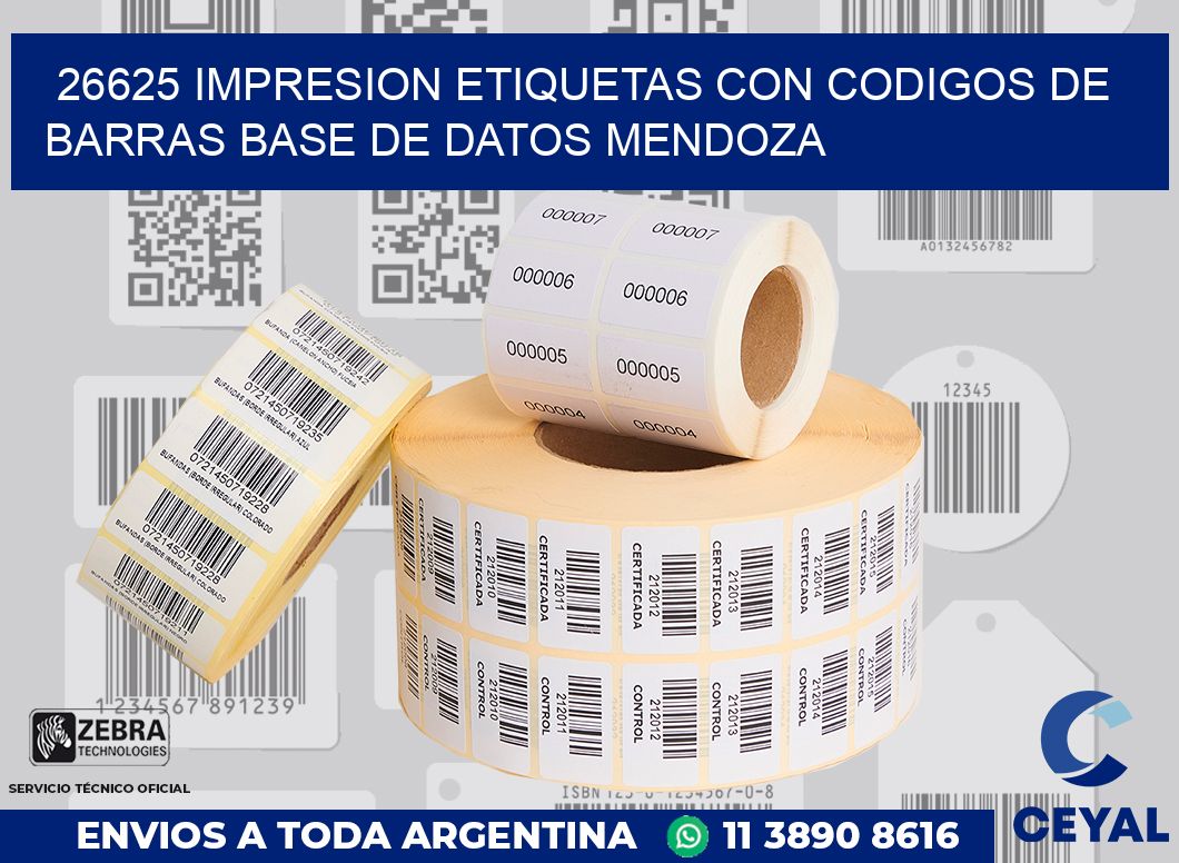 26625 IMPRESION ETIQUETAS CON CODIGOS DE BARRAS BASE DE DATOS MENDOZA