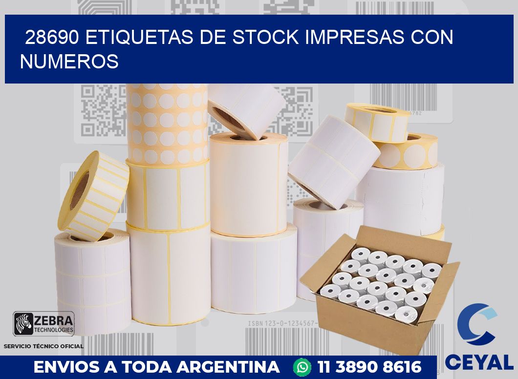 28690 ETIQUETAS DE STOCK IMPRESAS CON NUMEROS