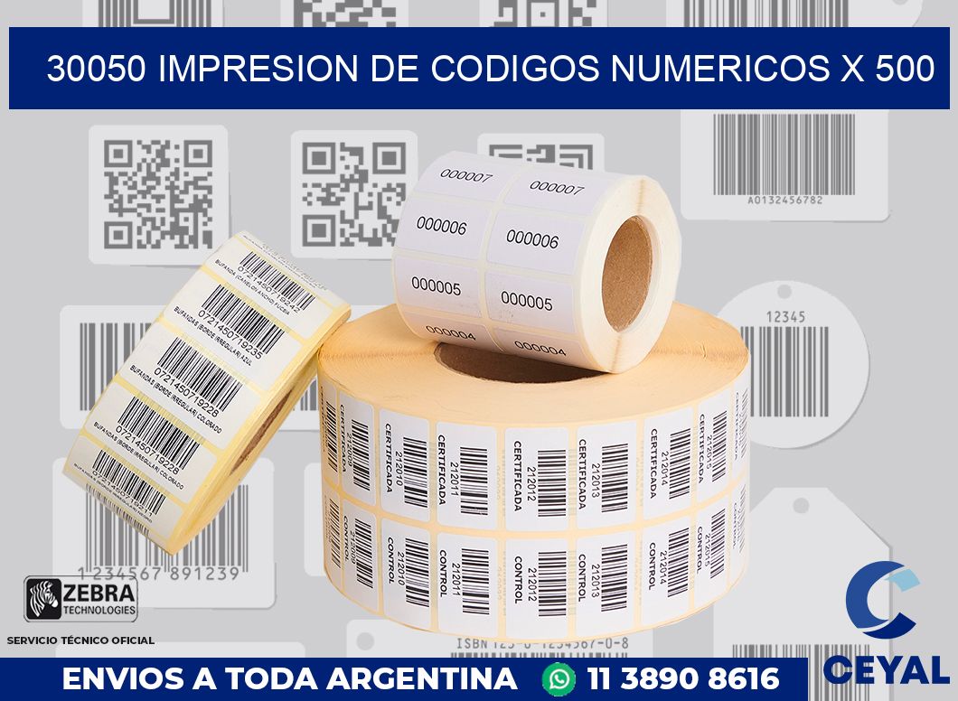 30050 impresion de codigos numericos x 500