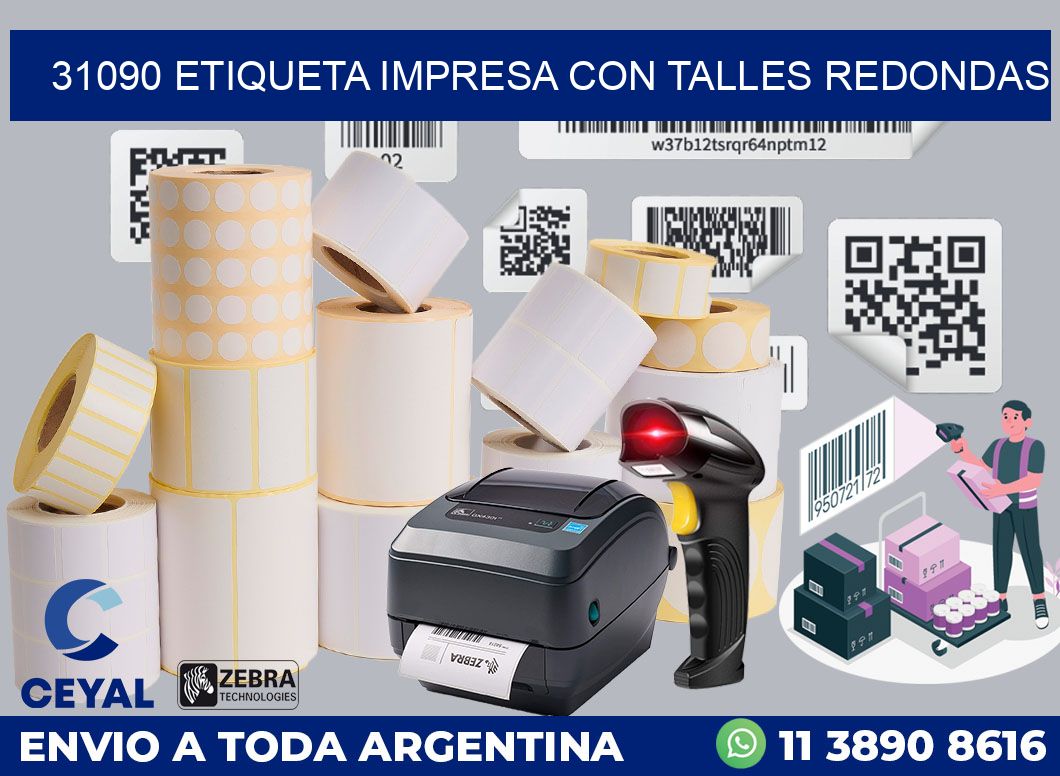 31090 ETIQUETA IMPRESA CON TALLES REDONDAS