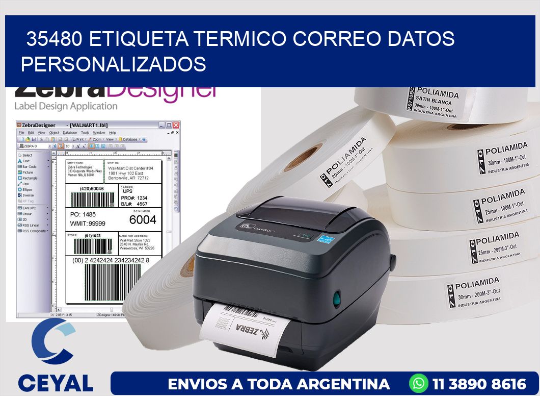 35480 ETIQUETA TERMICO CORREO DATOS PERSONALIZADOS