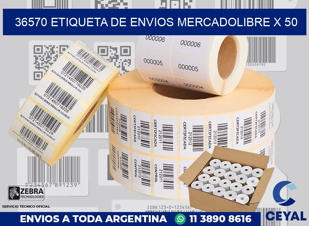 36570 etiqueta de envios mercadolibre x 50