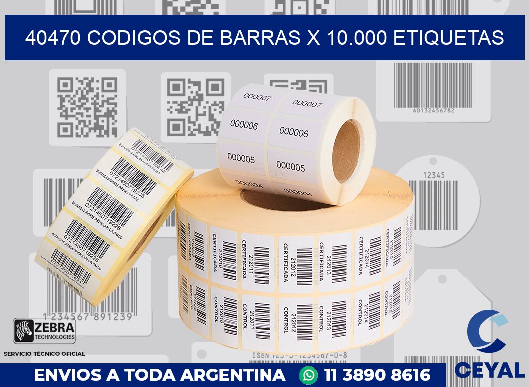 40470 codigos de barras x 10.000 etiquetas