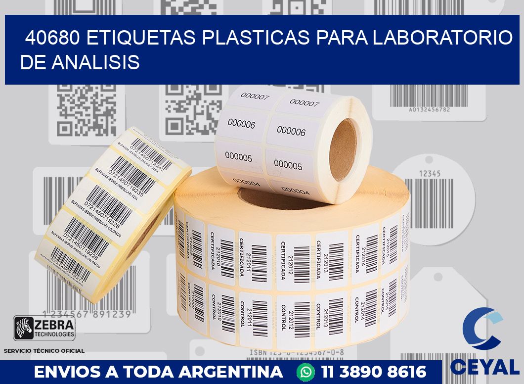 40680 ETIQUETAS PLASTICAS PARA LABORATORIO DE ANALISIS