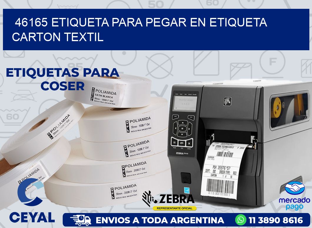 46165 ETIQUETA PARA PEGAR EN ETIQUETA CARTON TEXTIL