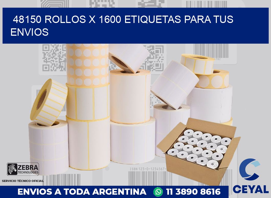 48150 Rollos x 1600 etiquetas para tus envios