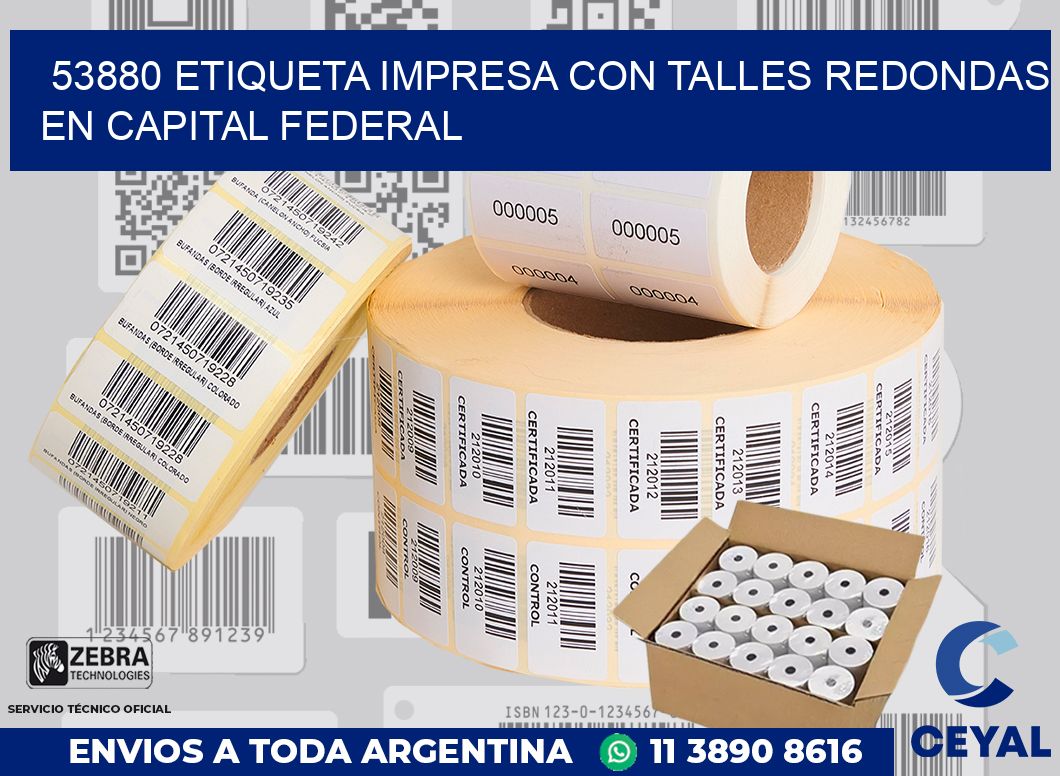 53880 ETIQUETA IMPRESA CON TALLES REDONDAS EN CAPITAL FEDERAL