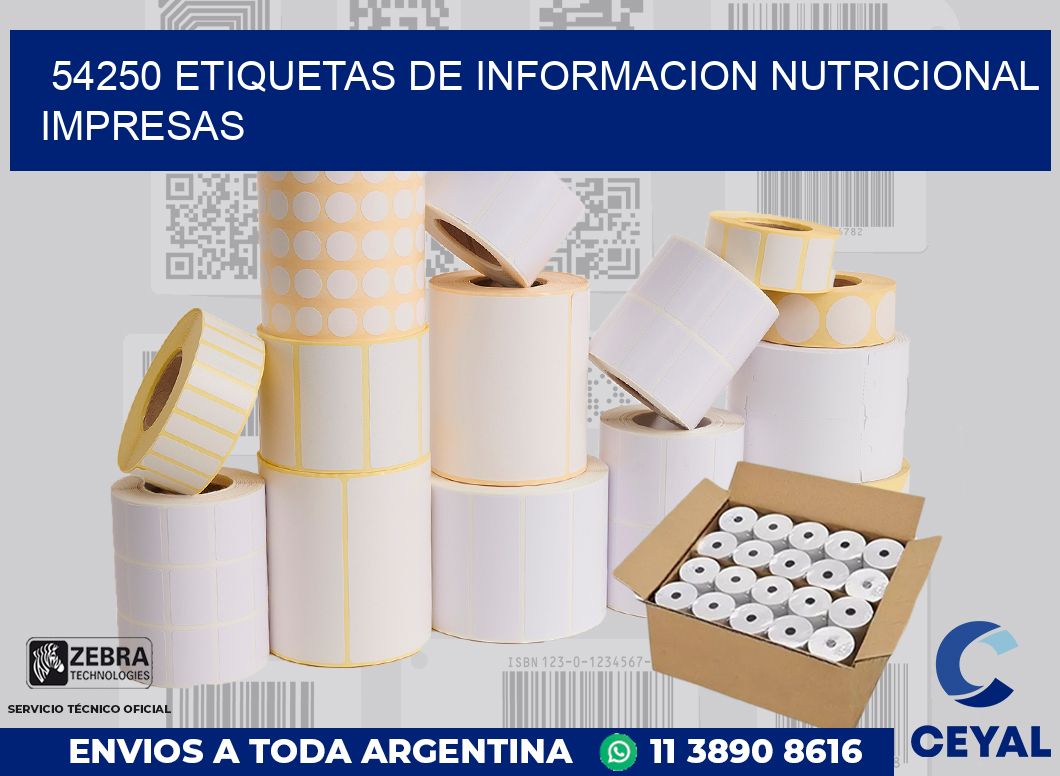 54250 ETIQUETAS DE INFORMACION NUTRICIONAL IMPRESAS