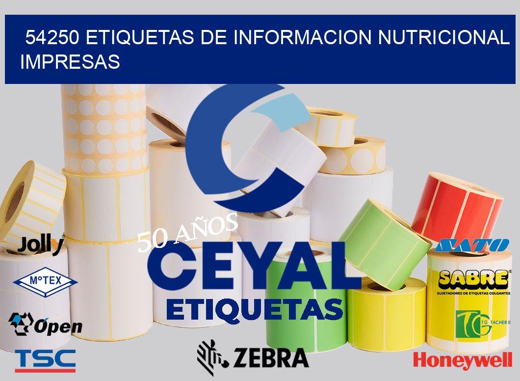 54250 ETIQUETAS DE INFORMACION NUTRICIONAL IMPRESAS