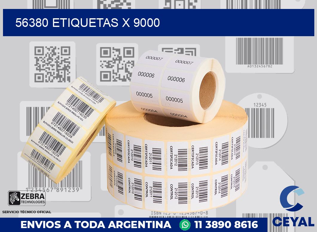 56380 Etiquetas x 9000