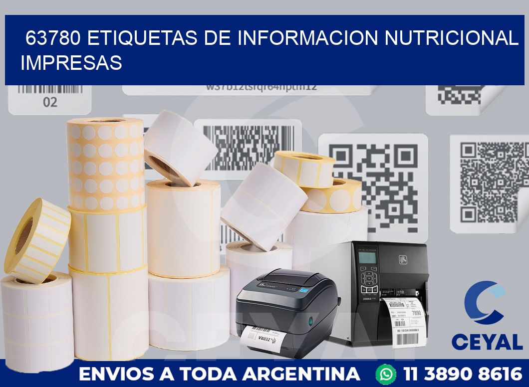 63780 ETIQUETAS DE INFORMACION NUTRICIONAL IMPRESAS