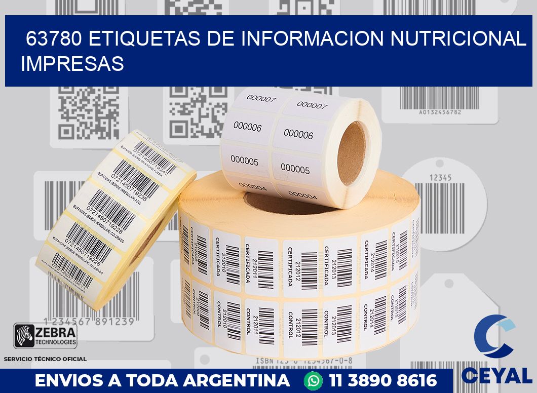 63780 ETIQUETAS DE INFORMACION NUTRICIONAL IMPRESAS