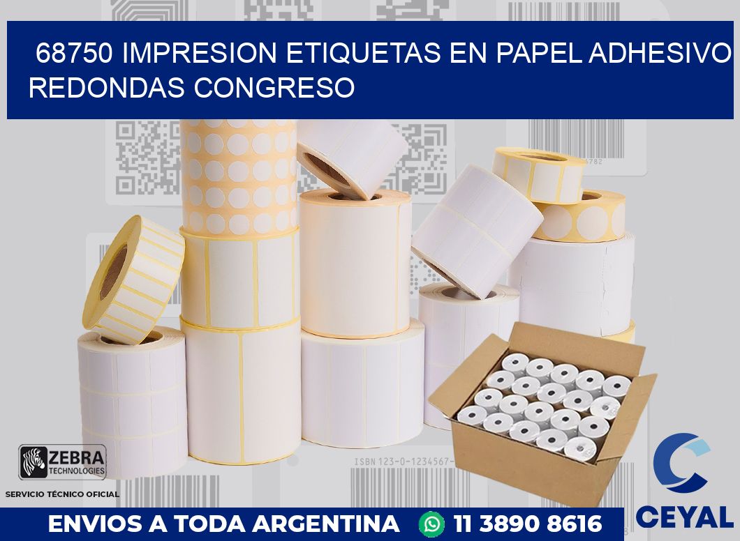 68750 IMPRESION ETIQUETAS EN PAPEL ADHESIVO REDONDAS CONGRESO