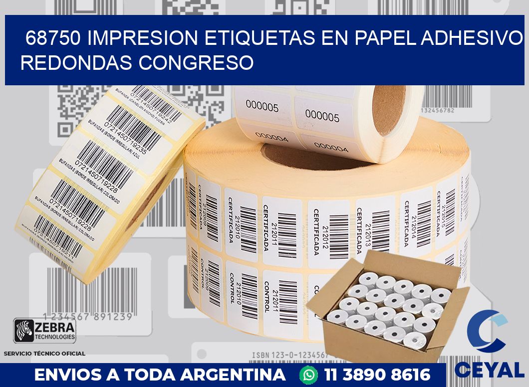 68750 IMPRESION ETIQUETAS EN PAPEL ADHESIVO REDONDAS CONGRESO