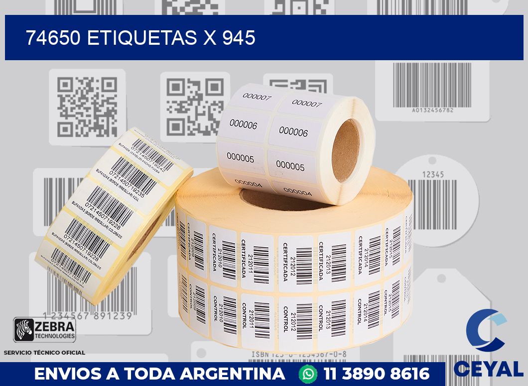 74650 Etiquetas x 945