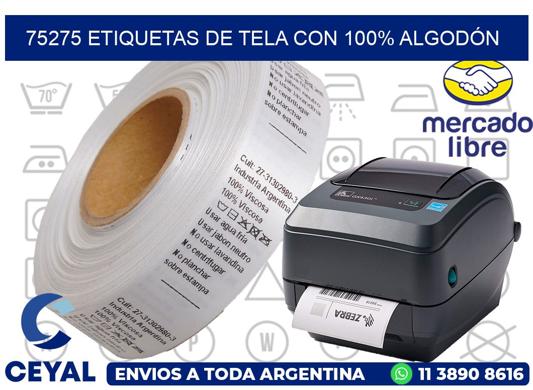 75275 ETIQUETAS DE TELA CON 100% ALGODÓN