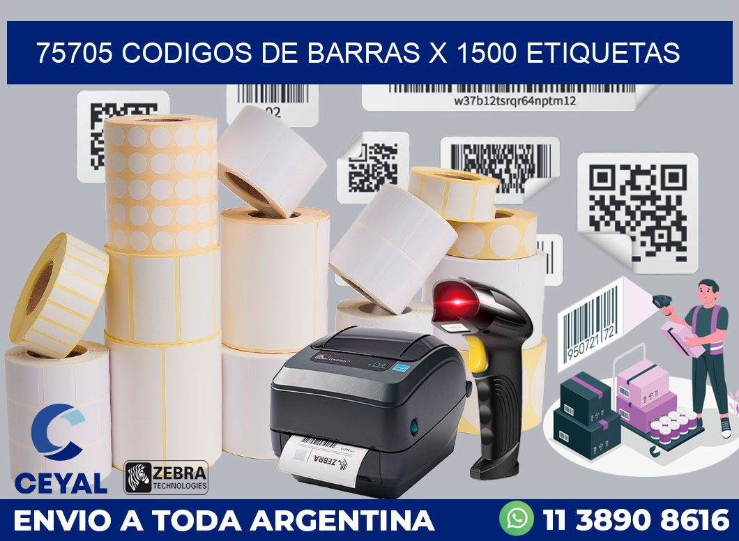 75705 codigos de barras x 1500 etiquetas