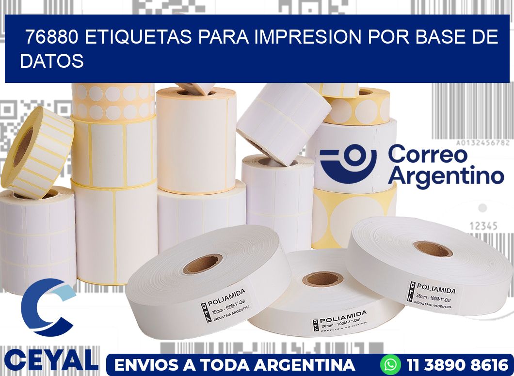 76880 ETIQUETAS PARA IMPRESION POR BASE DE DATOS