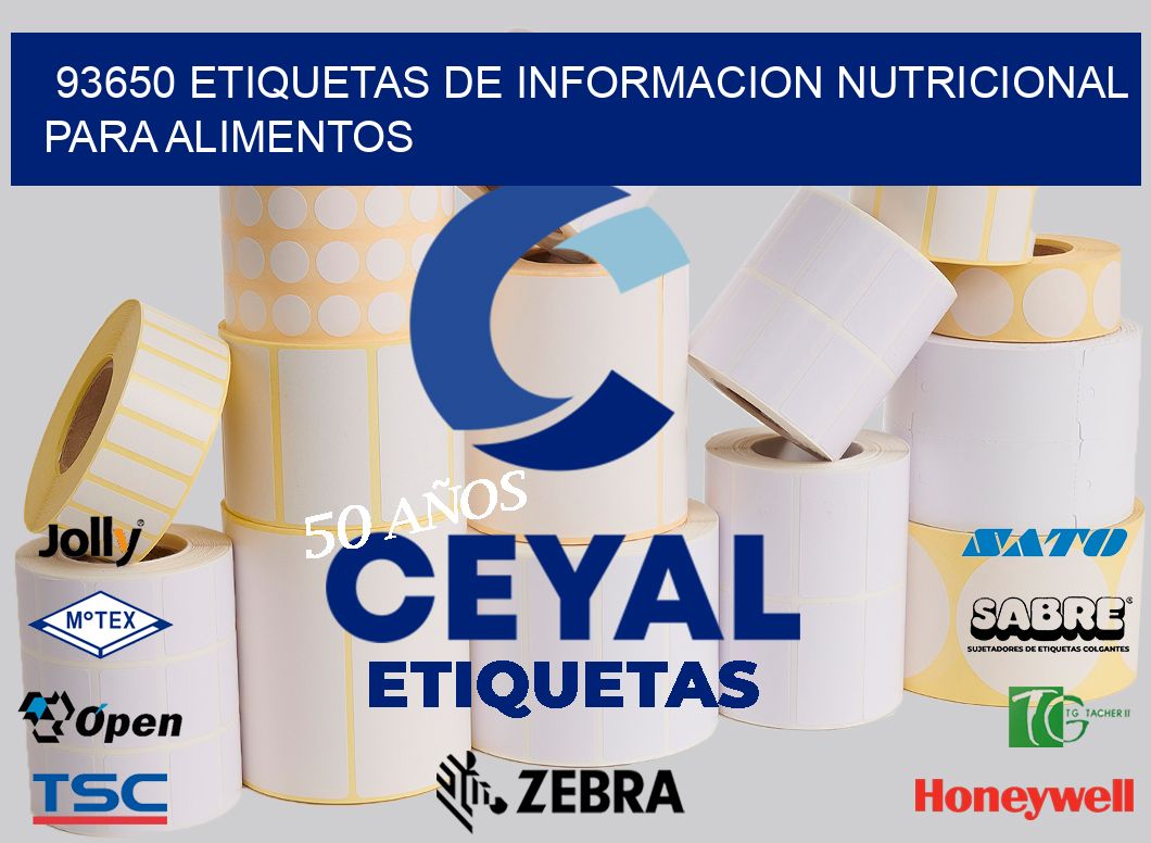 93650 ETIQUETAS DE INFORMACION NUTRICIONAL PARA ALIMENTOS