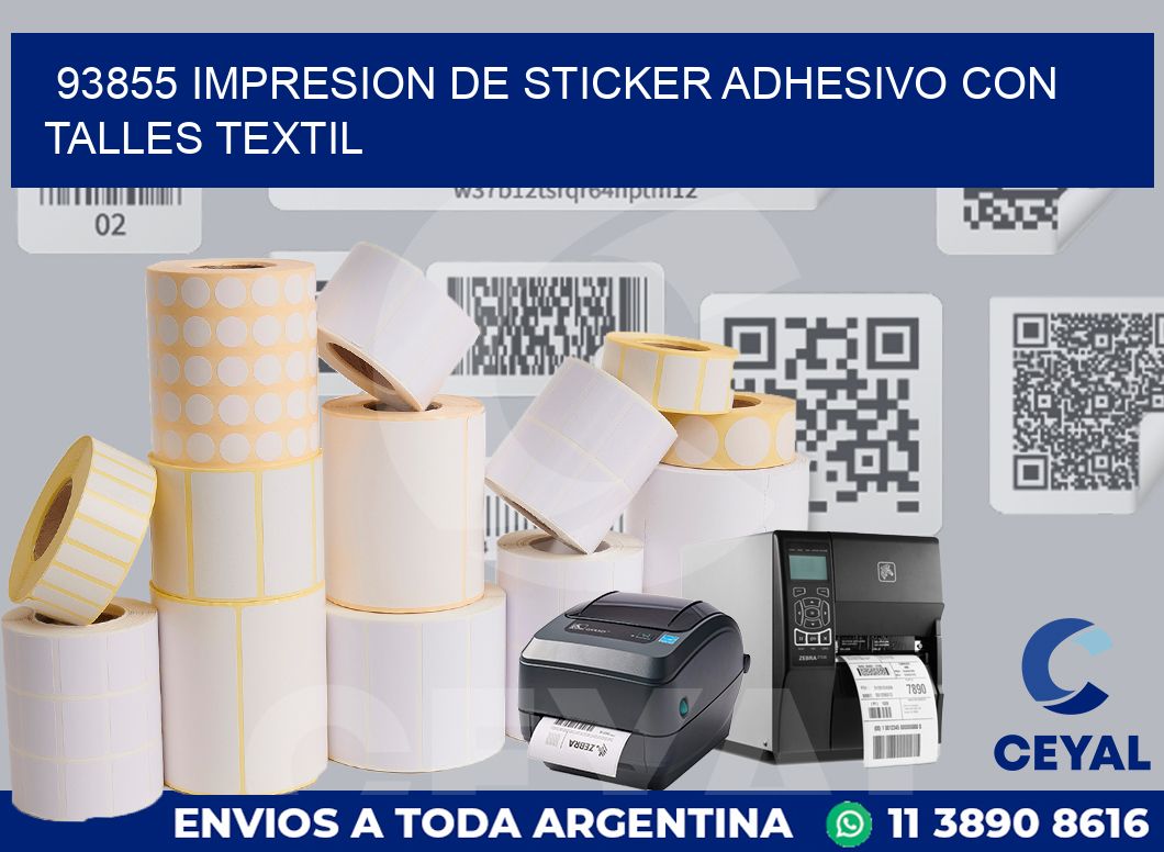 93855 IMPRESION DE STICKER ADHESIVO CON TALLES TEXTIL