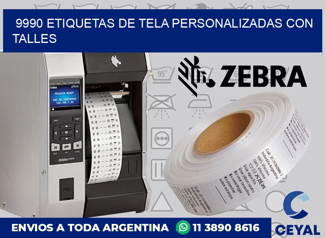 9990 ETIQUETAS DE TELA PERSONALIZADAS CON TALLES